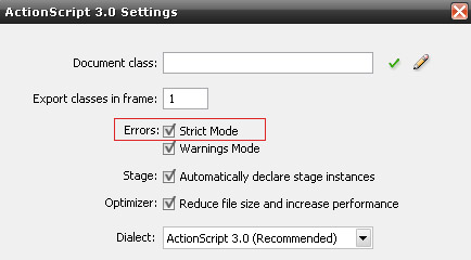 AS3 Settings - Strict Mode